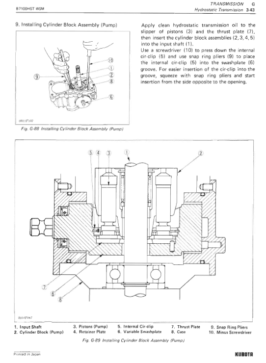 Kubota B6100hst, B7100hst Tractor Workshop Service Manual