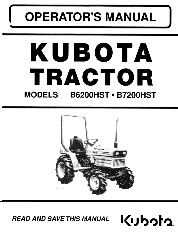 Kubota B6200hst, B7200hst Tractor Workshop Service Manual