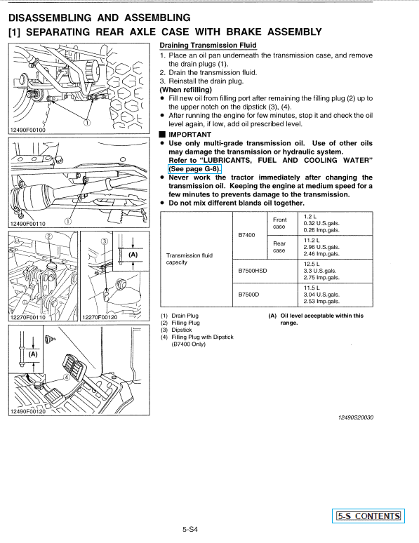 Kubota B7400, B7500 Tractor Workshop Service Manual