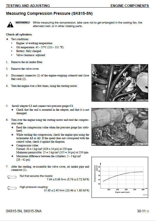 Komatsu Sk815-5n, Sk815-5na Skid-steer Loader Service Manual