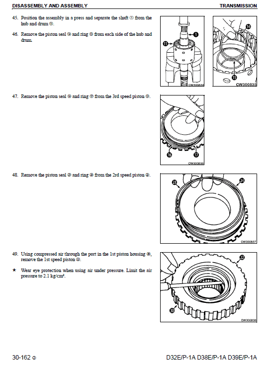 Komatsu D32p-1, D38p-1, D39p-1 Dozer Service Manual