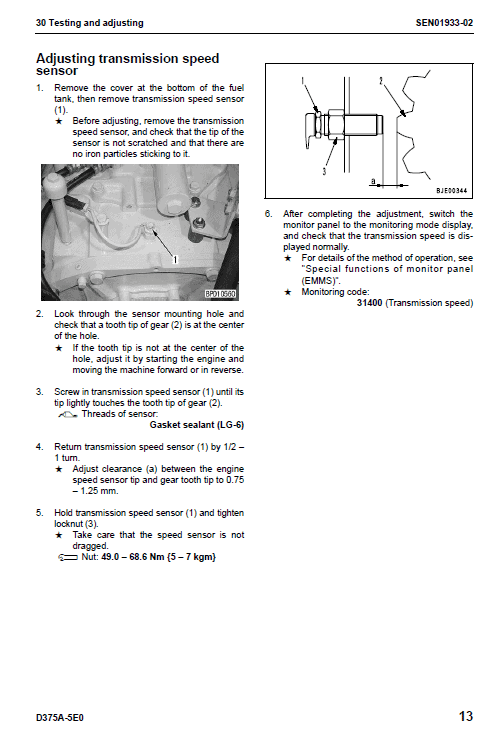 Komatsu D375a-5, D375a-5e0 Dozer Service Manual