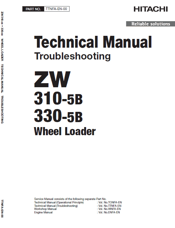 Hitachi Zw310-5a, Zw310-5b Wheel Loader Service Manual