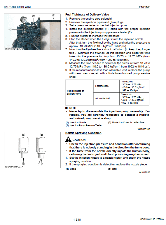 Kubota B26, Tl500, Bt820 Tractor Loader Workshop Manual