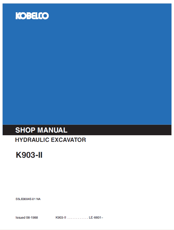 Kobelco K903-ii Excavator Service Manual