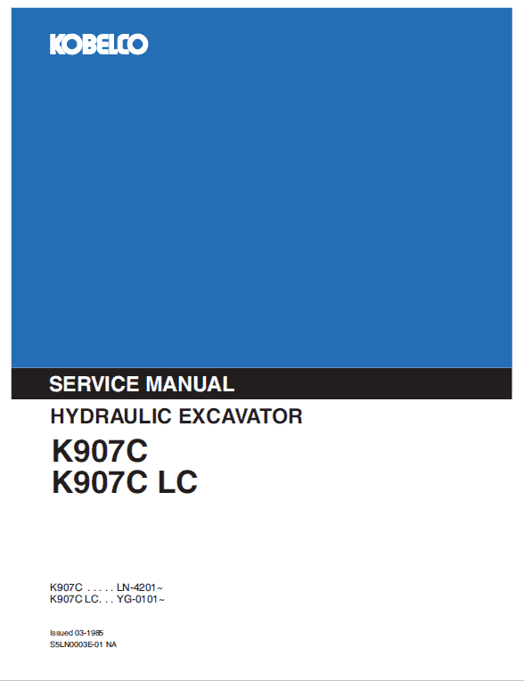 Kobelco K907c And K907c-lc Excavator Service Manual