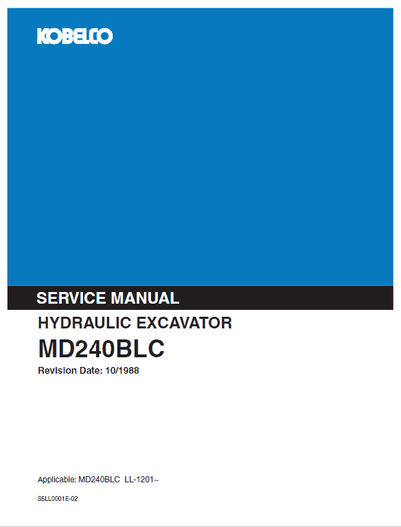 Kobelco Md240blc Excavator Service Manual