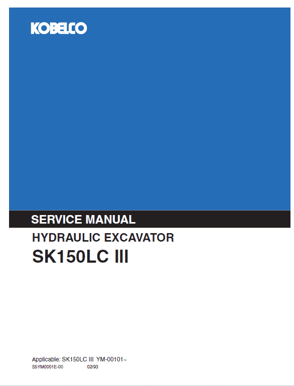 Kobelco Sk150lc-iii Excavator Service Manual