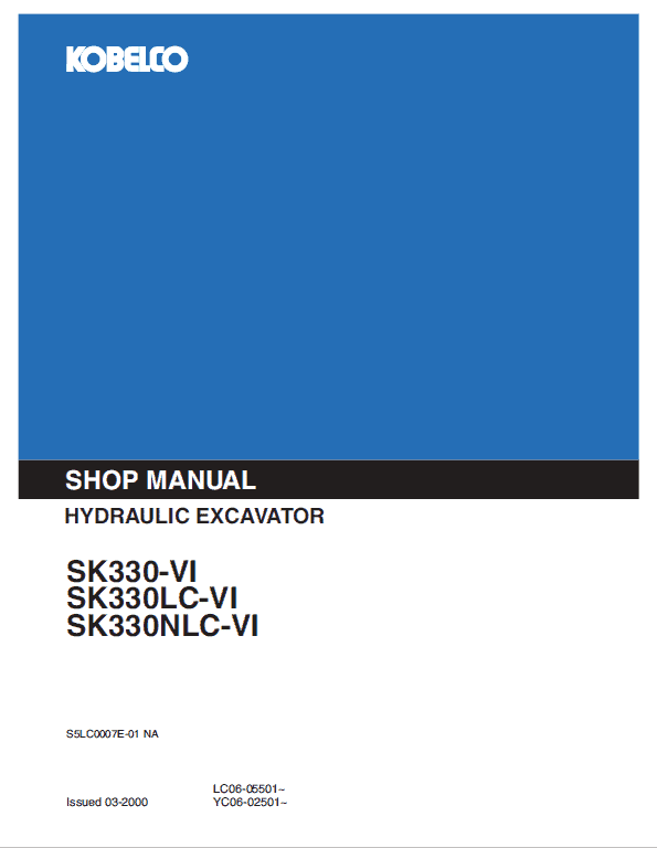 Kobelco Sk330-6, Sk330lc-6 And Sk330nlc-6 Excavator Service Manual