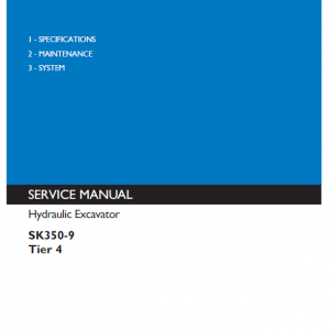 Kobelco Sk350-9 Tier 4 Excavator Service Manual