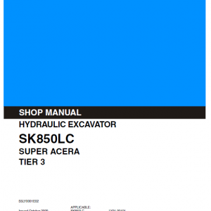 Kobelco Sk850, Sk850lc Super Acera Tier 3 Excavator Service Manual