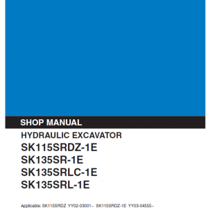 Kobelco Sk115srdz-1e, Sk135sr-1e, Sk135srlc-1e Excavator Manual