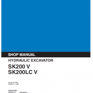 Kobelco Sk200-v, Sk200lc-v Excavator Service Manual