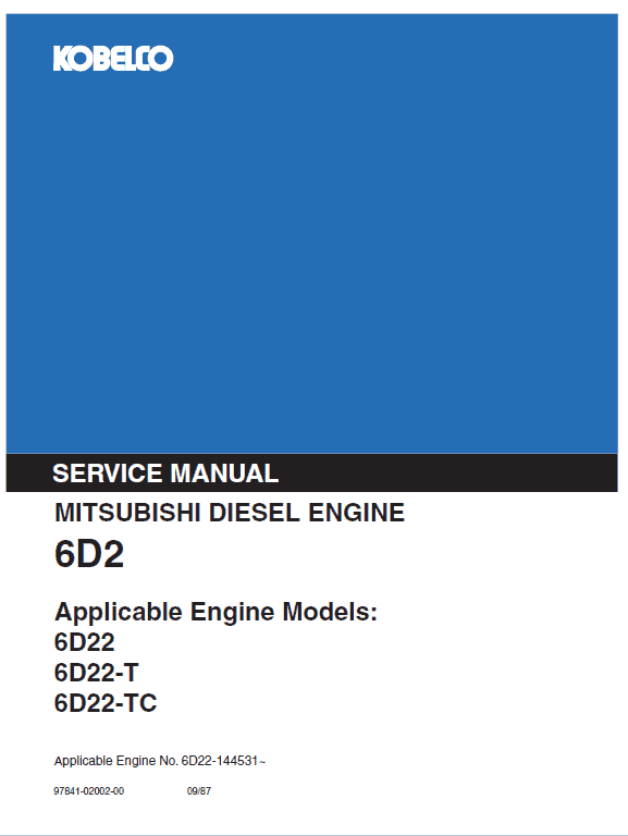 Mitsubishi 6d22, 6d22-t, 6d22-tc Engine Workshop Service Manual