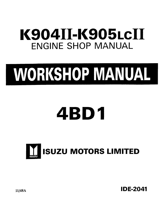 Isuzu 6bb1, 6bd1, 6bg1, 6bd1t, 6bg1t Engine Workshop Manual