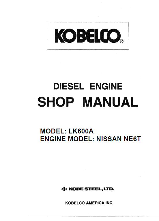 Nissan Ne6t Model Lk600a Engine Workshop Service Manual