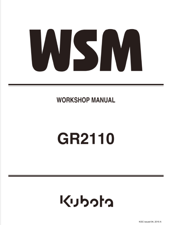 Kubota GR2110, GR2010G Lawn Mower Workshop Repair Manual