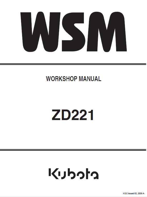 Kubota Zd221 Mower Workshop Service Manual