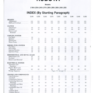 Kubota L185, L235, L245, L285, L295, L305, L345, L355 Tractor Manual