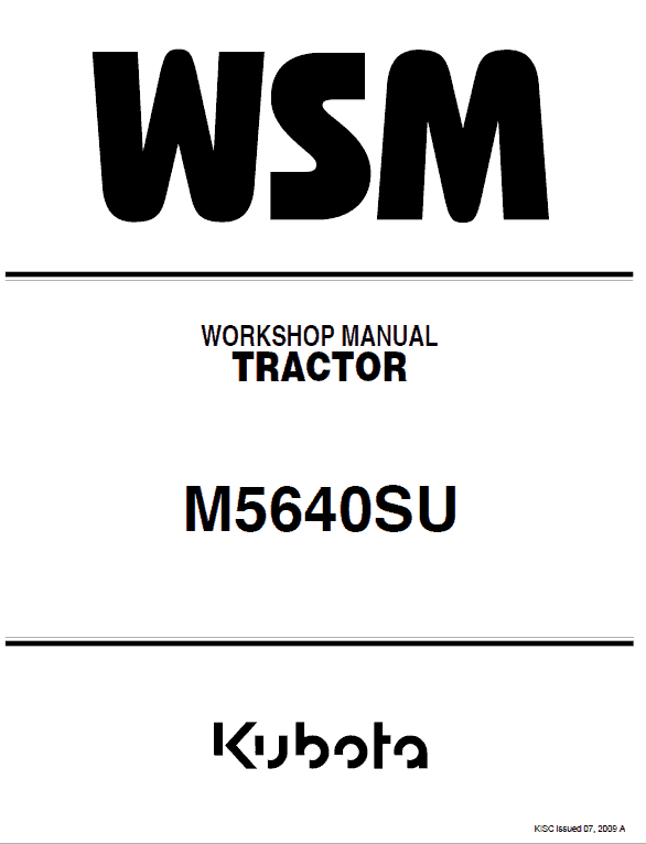 Kubota M5640su Tractor Workshop Service Manual