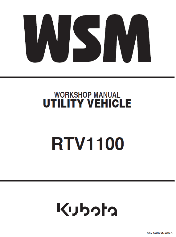 Kubota Rtv1100 Utility Vehicle Workshop Service Manual