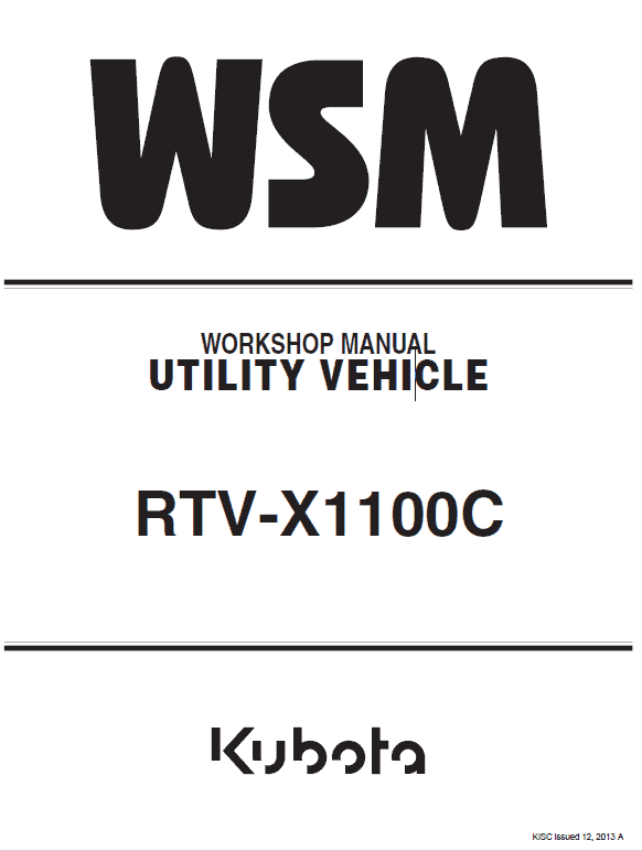 Kubota Rtv-x1100c Utility Vehicle Workshop Service Manual