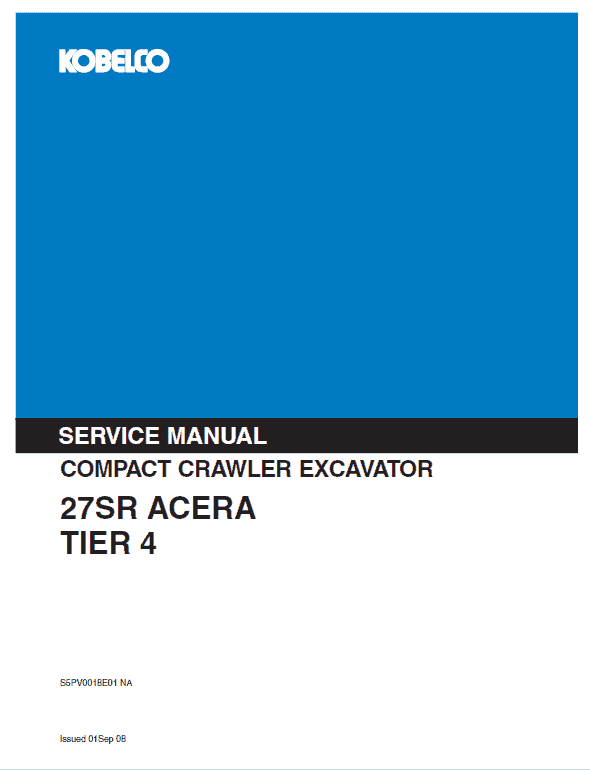 Kobelco 27sr Acera Tier 4 Excavator Service Manual