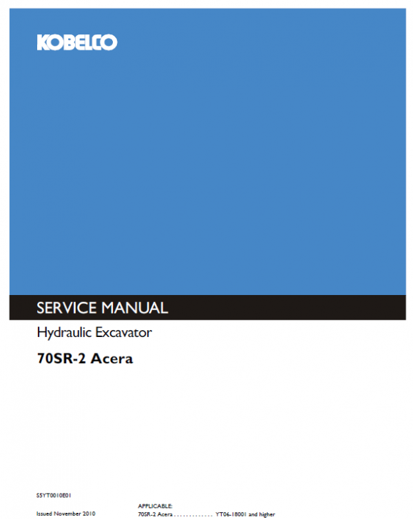 Kobelco 70sr-2 Acera Excavator Service Manual