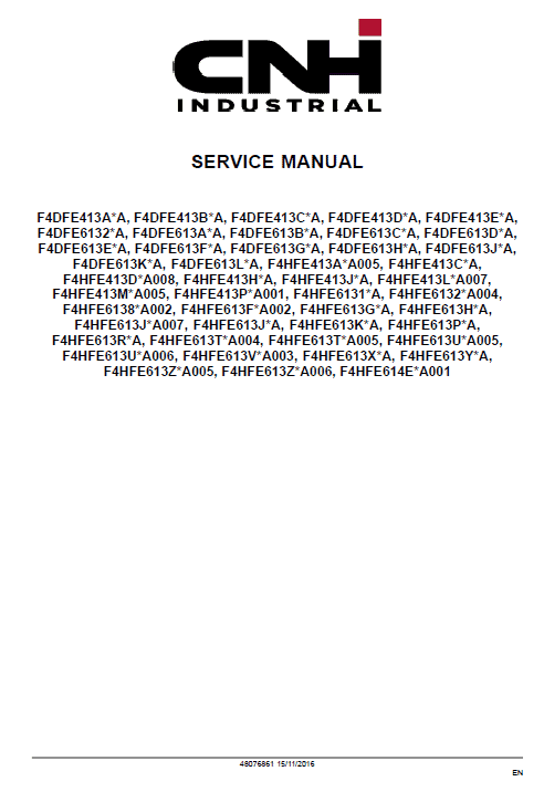 Cnh Tier 4a (interim) And Stage Iiib Engine Service Manual