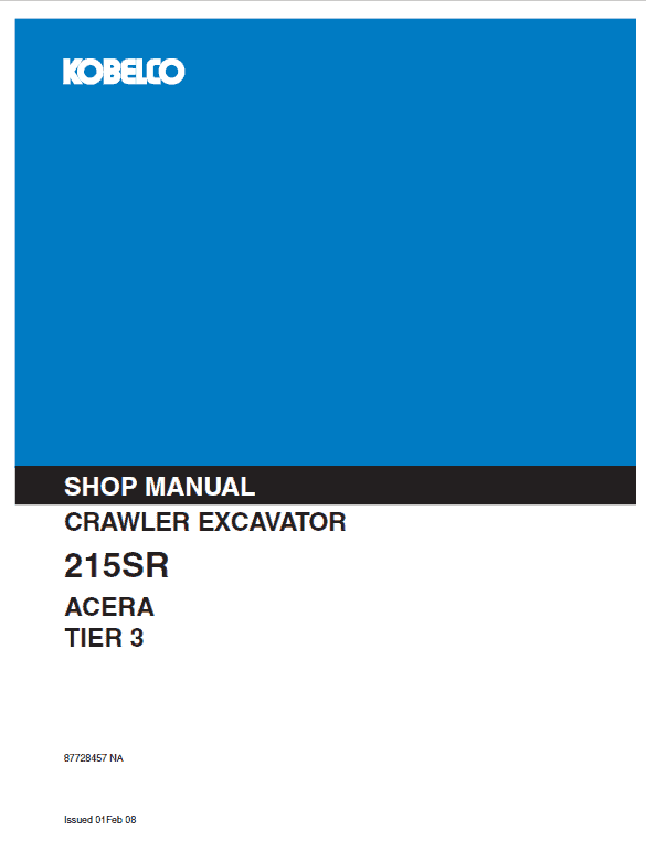 Kobelco 215sr Acera Tier 3 Excavator Service Manual