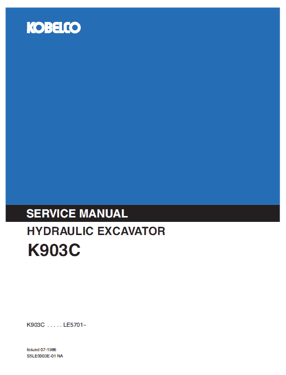 Kobelco K903c Excavator Service Manual