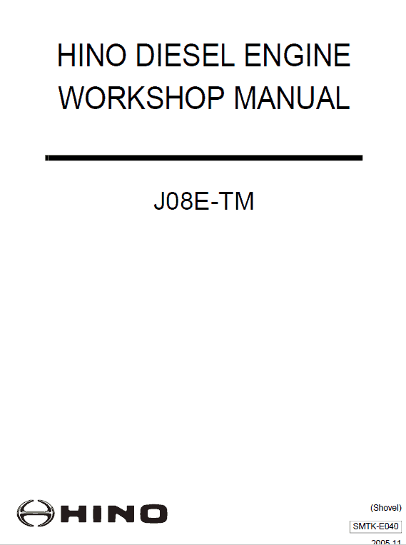 Hino J08e-tm Engine Workshop Service Manual