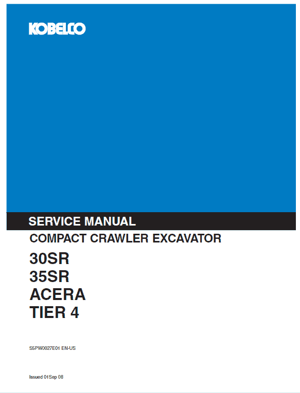 Kobelco 30sr, 35sr Acera Tier 4 Excavator Service Manual