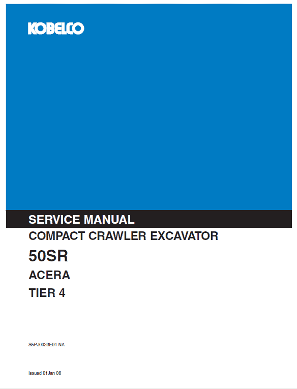 Kobelco 50sr Acera Tier 4 Excavator Service Manual