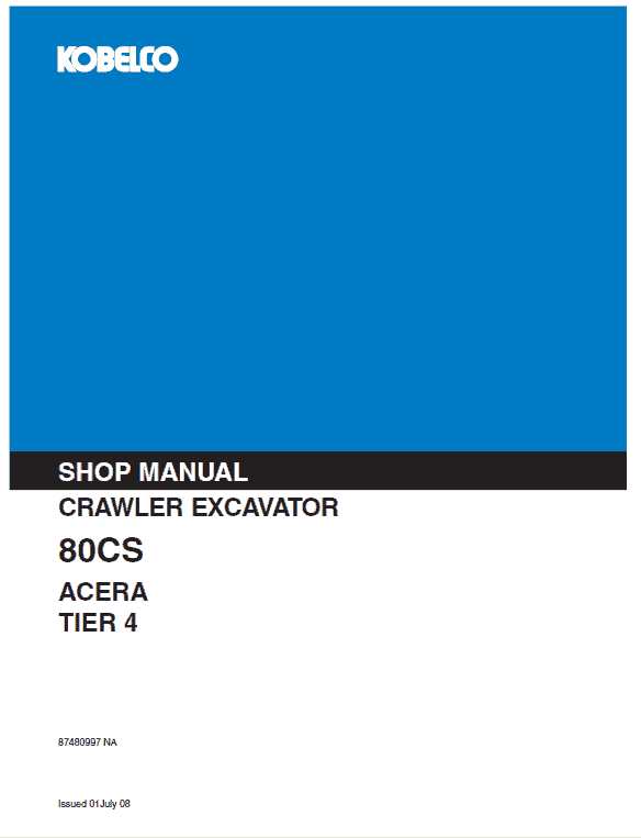 Kobelco 80cs Acera Tier 4 Excavator Service Manual