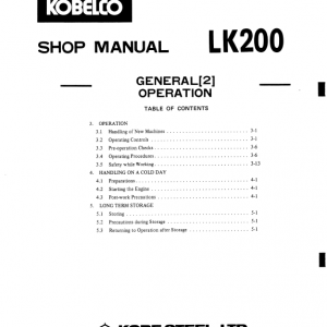 Kobelco Lk200 Wheel Loader Service Manual