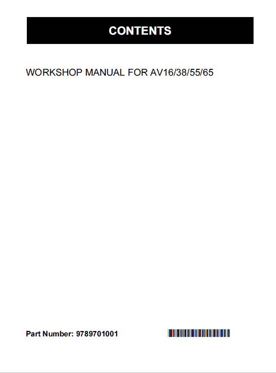 Kubota Av16, Av38, Av55, Av65 Generator Workshop Manual