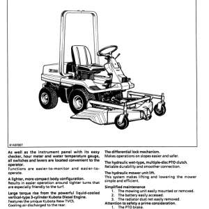 Kubota Gf1800, Gf1800e Lawn Mower Workshop Service Manual