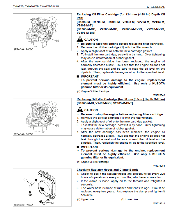 Kubota 03-m-e3b, 03-m-di-e3b, 03-m-e3bg Engines Workshop Manual