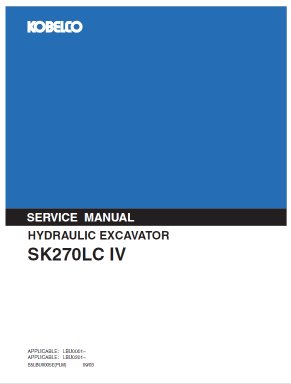 Kobelco Sk270lc-iv Excavator Service Manual