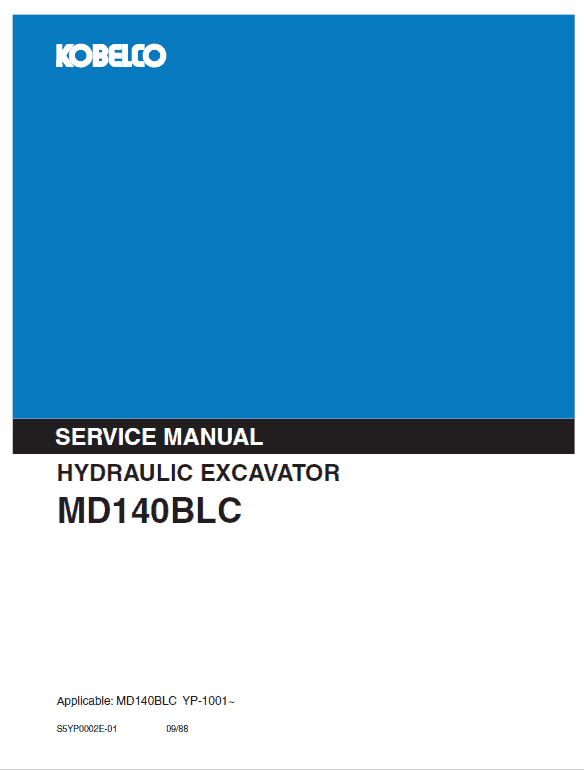 Kobelco Md140blc Excavator Service Manual