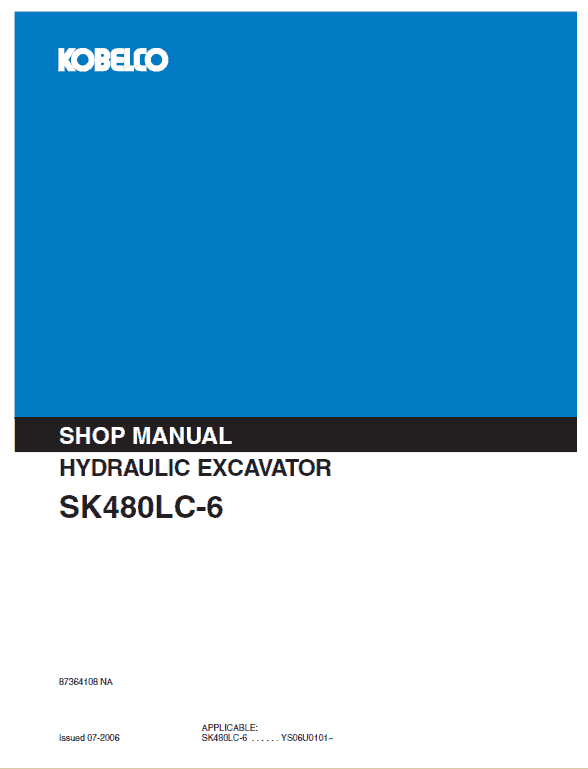 Kobelco Sk480lc-6 Excavator Service Manual