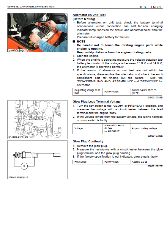 Kubota 03-m-e3b, 03-m-di-e3b, 03-m-e3bg Engines Workshop Manual