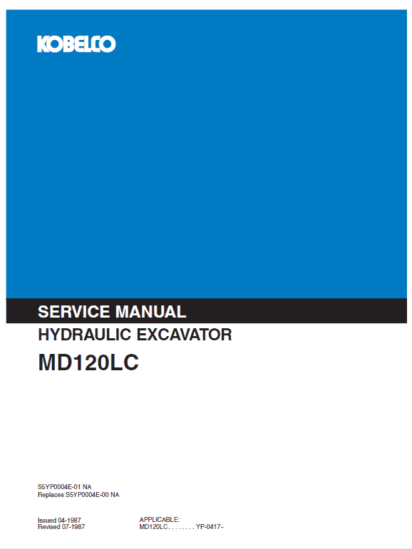 Kobelco Md120lc Excavator Service Manual