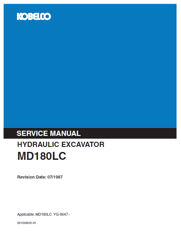 Kobelco Md180lc Excavator Service Manual