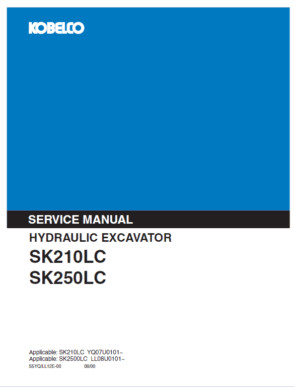 Kobelco Sk210lc, Sk250lc Excavator Service Manual