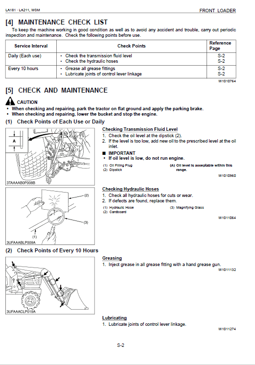 Kubota La181, La211 Front Loader Workshop Manual