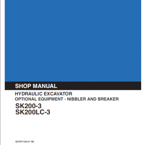 Kobelco Sk200-3, Sk200lc-3 Excavator Service Manual