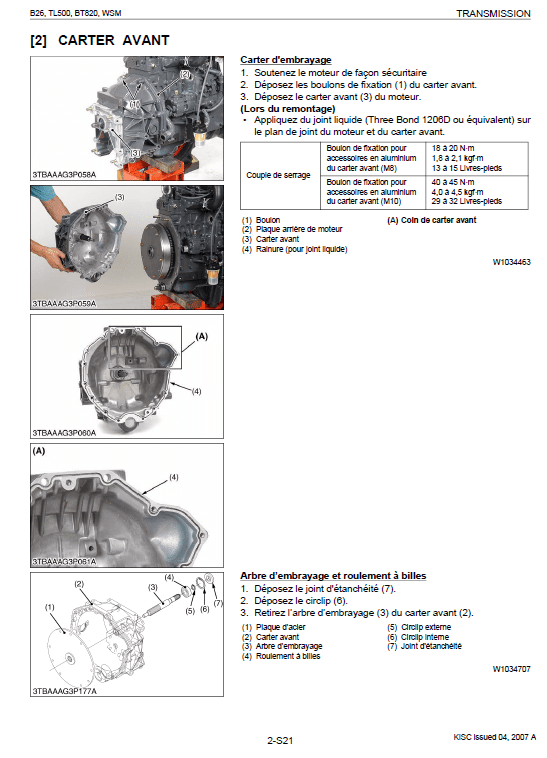 Kubota B26, Tl500, Bt820 Tractor Loader Workshop Manual