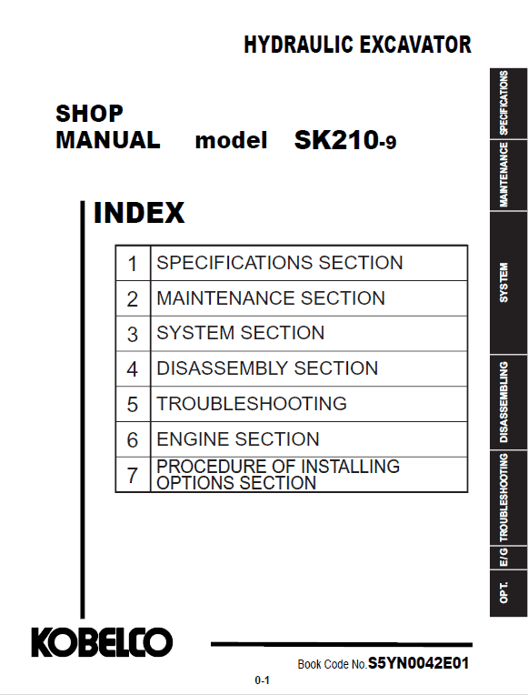 Kobelco Sk210-9 Excavator Service Manual